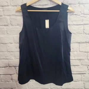 Talbots Wmns Sz 10 Navy Blue 100% Silk Capsule Wardrobe Shell Tank Top  Classic  - Picture 1 of 8