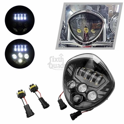 Black 60W LED Motorcycle Headlight For Victory Cross Country Hammer 8-Ball 08-17 - Image 1 of 4