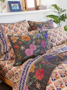 NATURAL LIFE Sooo weiche Baumwolle LAKEN SET Queen Blumen Diamanten Neu ohne Etikett - Bild 1 von 4