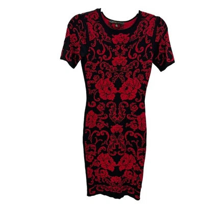 Cynthia Steffe Briella Sleeveless Black Red Floral Knit Sheath Size XSmall  - Image 1 of 4