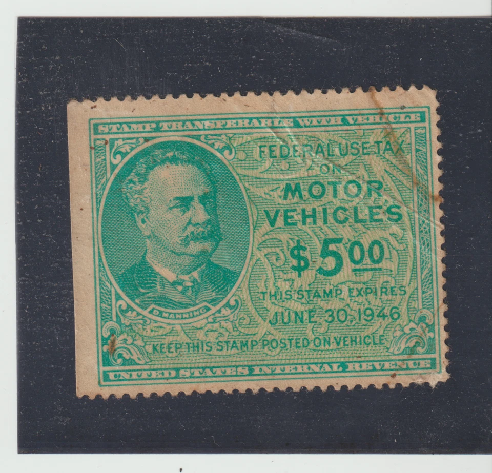 US  Scott #RV42 MOG  $5 Federal Motor Vehicle Tax Used Packard - Image 1 of 1