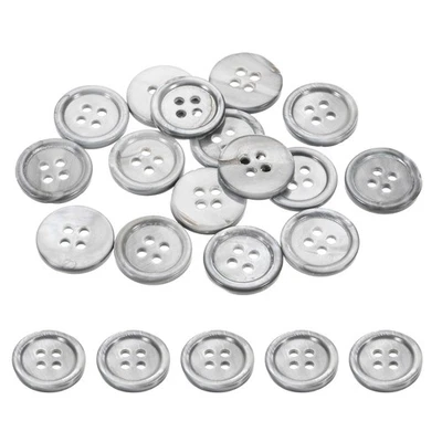 15 Stk. 15mm Perlmuttknöpfe 4-Loch, grau, für Nähen & DIY - Bild 1 von 4