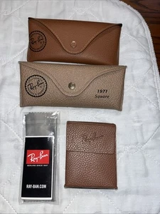 3 Authentic Ray-Ban Sunglasses Leather Cases & Cleaning Cloths Only-No Glasses - Picture 1 of 13