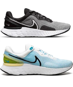 Nike React Miler 3 Running Shoes Black White Blue UK Men's - Picture 1 of 12