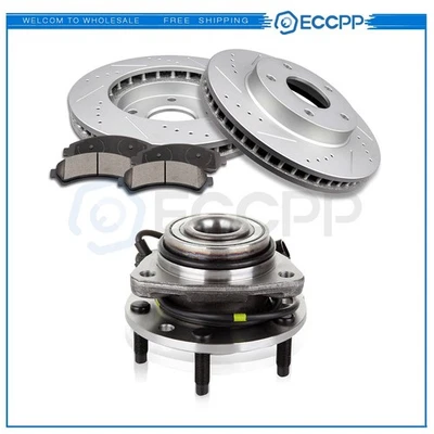 Front Brake Rotors And Hub Bearing Ceramic Pads For 99-05 Chevy Blazer 97-04 GMC Foto 1 de 4
