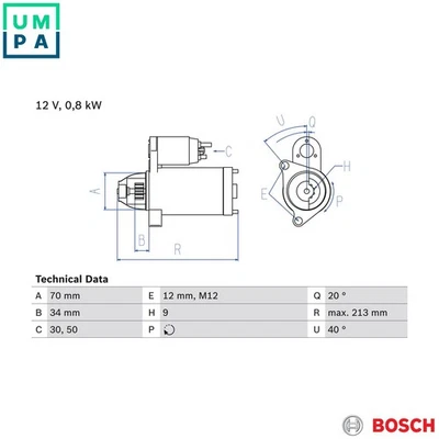 STARTER 0 986 027 060 FOR HONDA FIT/SHUTTLE/III/MONOCAB CITY JAZZ CIVIC/VIII - Image 1 of 4