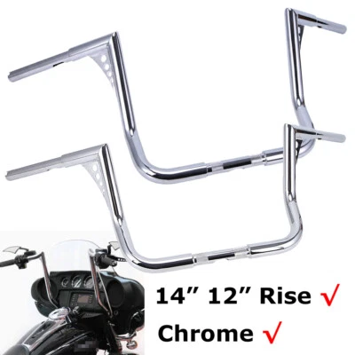 Manillar colgante de 12" 14" Rise Ape para Harley Touring Road Electra Street Glide Foto 1 de 4