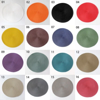 38cm Hand Woven Round Placemats & Coasters Table Mats Insulation Pads Decor - Image 1 of 4