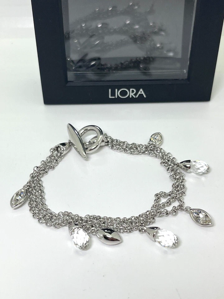 Liora Edelstahl Hänger Kristall Tropfen Armband mit Geschenkbox - Bild 1 von 4