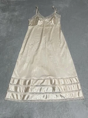 Camisón vintage Adonna Slip para mujer 34 encaje ribete slip quimise correas ajustables Foto 1 de 4