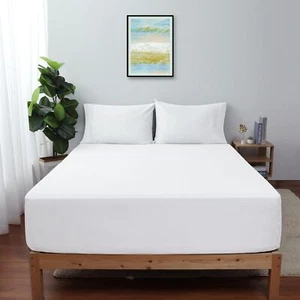 Twin White 100% Egyptian Cotton Fitted Sheet 600 Thread Count 16" Deep Pocket - Picture 1 of 7