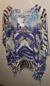 Boston Proper Bufferfly Printed Tunic Womens Size M Medium Shirt - Picture 1 of 3
