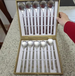 Golden Bell Korean premium pottery Herb Gold Laser Spoon and Chopsticks 10pcs - Picture 1 of 4