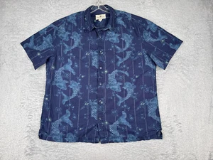 Island Shores Shirt Men Extra  Large Blue Floral Koi Fish Cotton Hawaiian - Picture 1 of 14