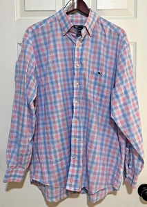Vineyard Vines Shirt Mens XL Classic Fit Tucker Pink/Blue Plaid Navy Whale - Picture 1 of 15