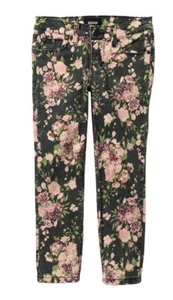 NEW HUDSON Jeans Dixie Ankle Crop Jeans Pants Floral Black & Pink Girl's 10 - Picture 1 of 5