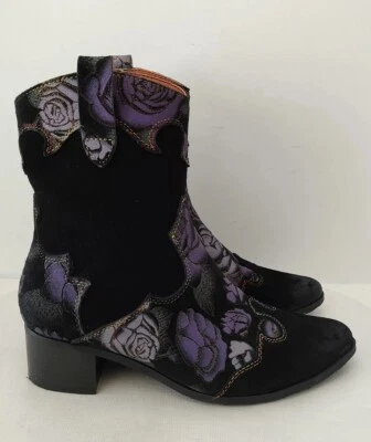 L'Artiste by Spring Step Lady Luck Boots Women 7 Black Purple Western Cowgirl - Image 1 of 4