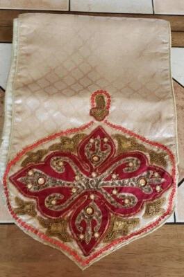 Pier 1 One Imports Ornament Table Runner Sequins Beaded Tapestry - Image 1 of 4