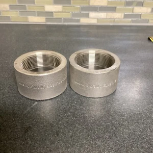 Set of 2 - Threaded Coupling A/S A182 F316/F316L T932 B16 3M 2 Taiwan  Stainless - Picture 1 of 17
