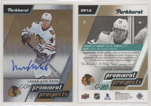 2020 Upper Deck Parkhurst Prominent Prospects Gold Lucas Carlsson Rookie Auto RC