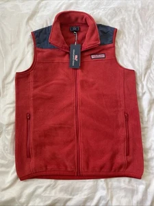 Vineyard Vines Girls's Unisex Fleece Vest XL Red/Blue Full Zip Pockets EUC - Picture 1 of 7