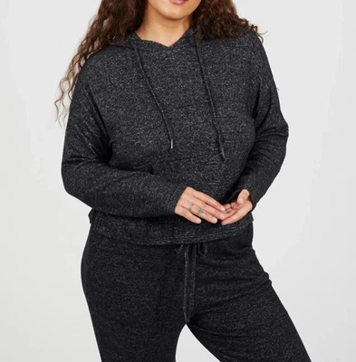 BRAVE SOUL LADIES CHARCOAL HOODED TOP SIZE XS (UK 8) (REF 801) - Image 1 of 3