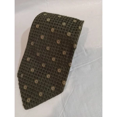 Corbata floral geométrica jacquard seda lana verde oliva PROCHOWNICK Italia Foto 1 de 3