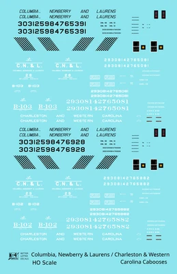 K4 HO Decals Columbia Newberry & Laurens Charleston Western Carolina Caboose ACL - Image 1 of 3