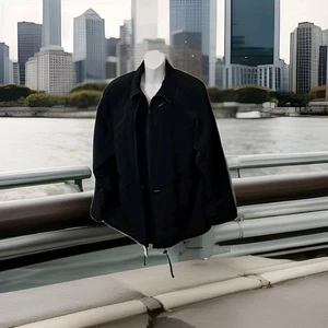 Fleet Street Black Rain Resistant Dress Coat Women's Petite Large , No Hood - Picture 1 of 8