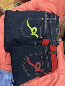 Lot Of 2 Junior Dark Navy ROCAWEAR JEANS Size 7 NWT.  Exotic, Not Made Any More - Picture 1 of 5