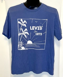 Levi's Men's Square Palm Graphic Cotton T Shirt Size MEDIUM blue - Picture 1 of 4