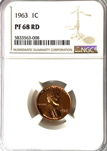 Centavo conmemorativo Lincoln 1963 1 c prueba un centavo NGC PF68 RD gema sin circular - Imagen 1 de 2