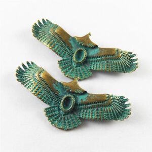 5 pcs Antique Style Copper Green Eagle Charms Necklace Pendant Jewelry Making