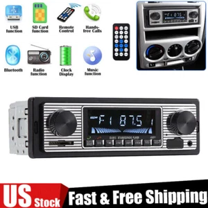 Car Vintage Bluetooth FM Radio MP3 Player USB Classic Stereo Audio Receiver AUX - Picture 1 of 16