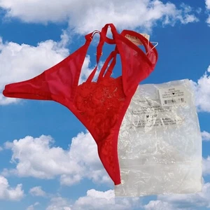 NEW We Are HAH Free People Womens XL Strap Up Panty Blood Orange Red Underwear - Picture 1 of 3