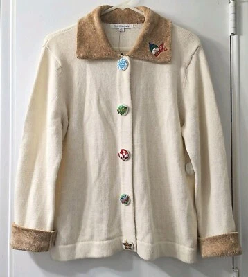 Novo Cardigã de Natal Antigo Feminino Grande Feriado Noel Grandmacore Botões Exclusivos - Imagem 1 de 4
