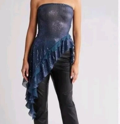 NUEVO Top tubo con volantes asimétricos lentejuelas Taylor talla grande Free People vacaciones  Foto 1 de 4