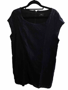 Sara Plus Sz 18 100% Cotton Dress Navy Blue Short Sleeve Anglaise Lined Shift - Picture 1 of 15