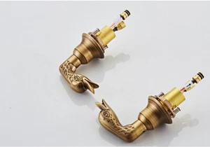 Grifos mezcladores de bañera lavabo con asas frías y calientes de lujo Gold Swan latón solo 2 manos - Imagen 1 de 12