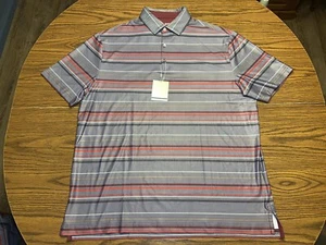 NWT Hickey Freeman Printed Polo Short Sleeve Size Medium G820609G Red/Grey - Picture 1 of 12