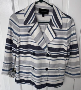 Banana Republic Blue White Striped Double Breasted light Jacket Women S - Picture 1 of 5