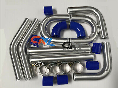UNIVERSAL TURBO BOOST INTERCOOLER PIPE KIT 2.25  57mm 8PCS Aluminum PIPING BLUE • 150.52€