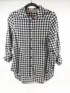 New Calvin Klein Flannel Top Shirt Long Sleeve - Womens SMALL Black White Plaid - Picture 1 of 10