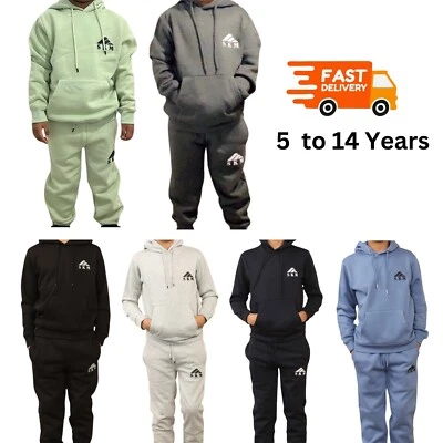 Kids Boys Tracksuit Hooded Sweatshirt Set Jogging Bottoms Hoodie Jumper school - Image 1 of 4