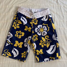 Wes & Willy Navy Michigan Wolverines Floral Swim Trunks Boys Size Small Waist 25