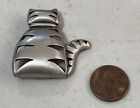 Sitting Cat Tail Triangles Pin Brooch JJ Jonette Jewelry Silver Pewter 1.5x1.5”