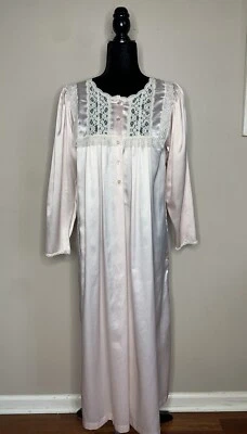 Vintage Christian Dior 70s Lingerie Nightgown Satin Pink Lace Womens Small - Image 1 of 4