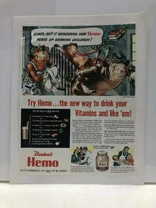 Anuncio impreso vintage Borden's Hemo Elsie & Elmer farmacia arte lácteo - Imagen 1 de 2