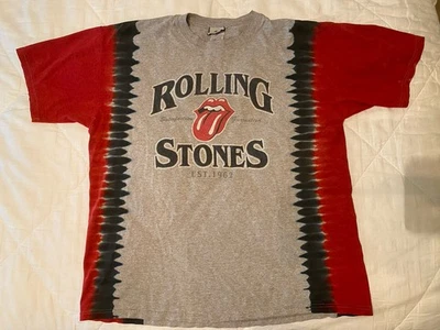 Винтажная футболка The Rolling Stones жидкий синий серый красный реглан галстук-краситель размер: XL - Изображение 1 из 4