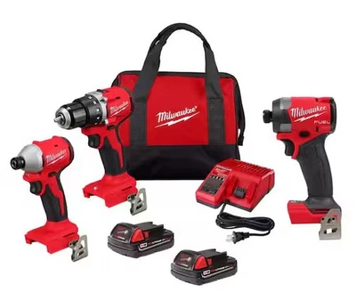 New Milwaukee M18 Cordless Drill Impact Driver Set 2691-22 Combo Kit w/Box - Image 1 of 3